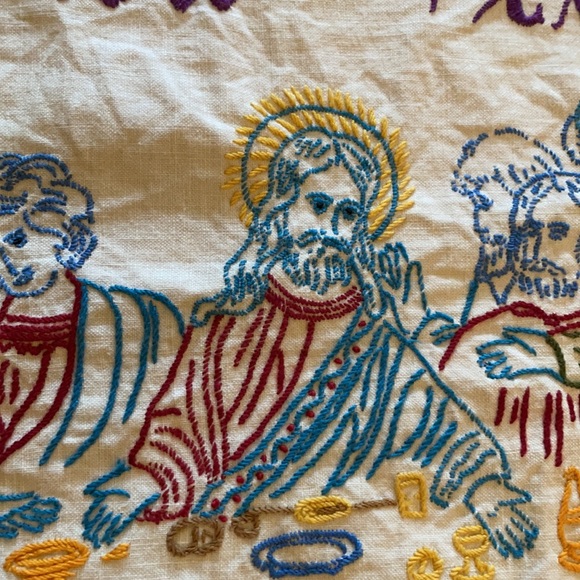 The Last Supper Posledna Vecera linen embroidery - Picture 3 of 9